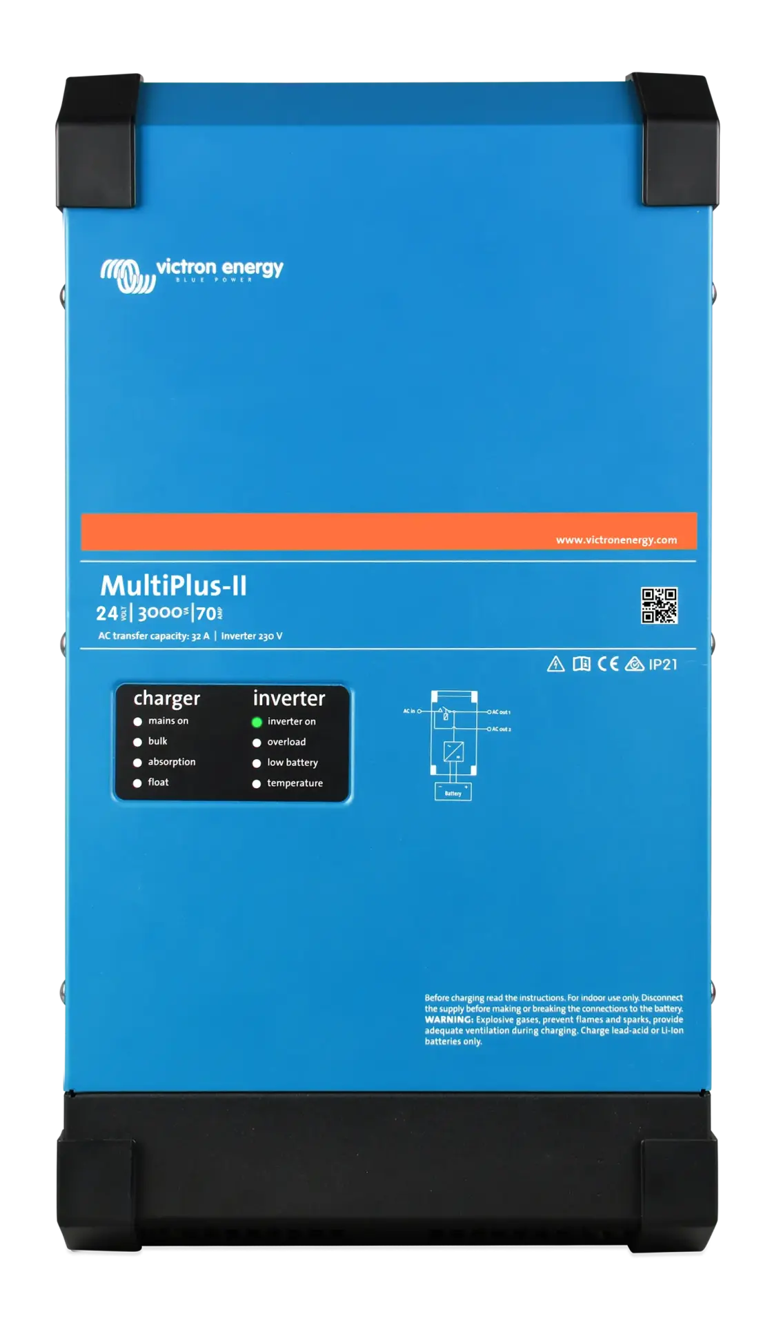 multiplus-ii-2024v-203kva-20-28front-29 Victron İnvertör/Şarj Cihazı MultiPlus-II 24/3000/70-32 Inverter/Charger (PMP242305010) - Görsel 1