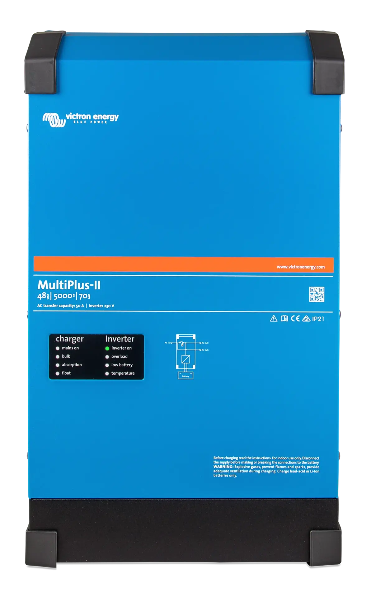 multiplus-ii-2048v-205kva-20-28front-29 Victron İnvertör/Şarj Cihazı MultiPlus-II 48/5000/70-50 Inverter/Charger (PMP482505010) - Görsel 1